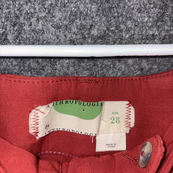 Anthroplogie Pants Womens Size 28 Red Crop wide Leg Colette - Picture 3 of 10
